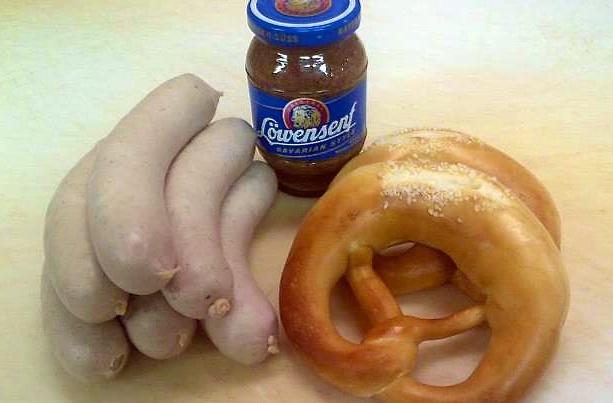 Celebrating Oktoberfest with Sausage, Soft Pretzels and Mustard,